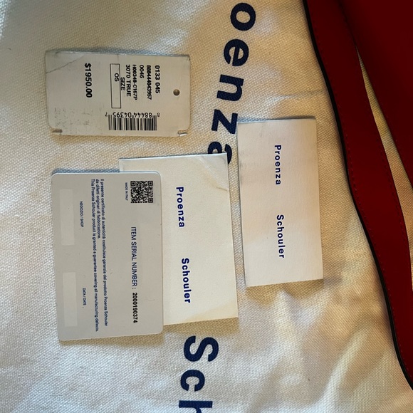 Proenza SchoulerDepth:4.75"
Strap 20"
Width:12.5"
Handle Drop:5.25"
Height:9.75” - Picture 8 of 10